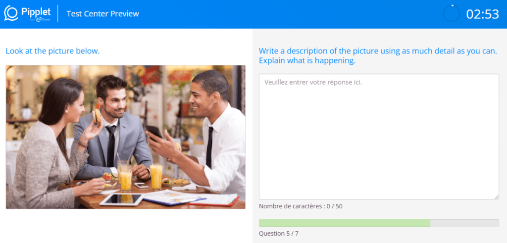 Exemple de question Pipplet n°4
Vous devez présenter par écrit l’image qui s’affiche.