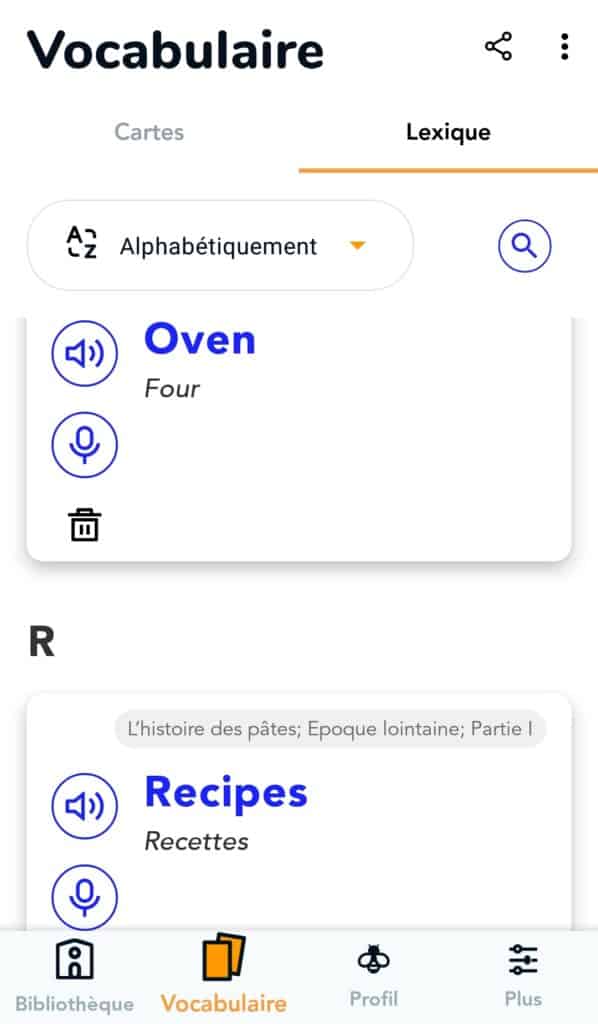 tous les mots sont enregistrés
