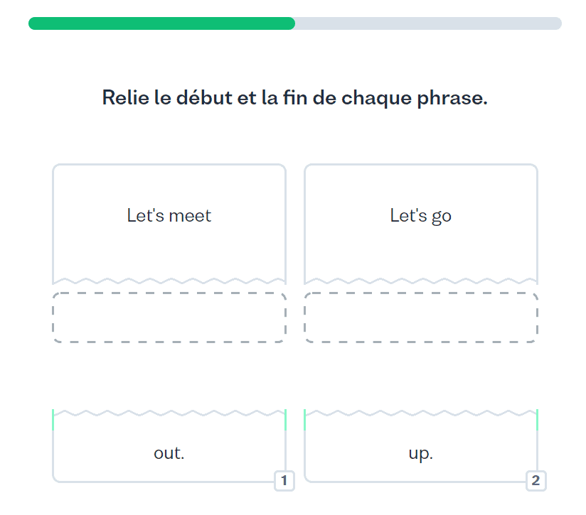 relier le début et la fin de chaque phrase