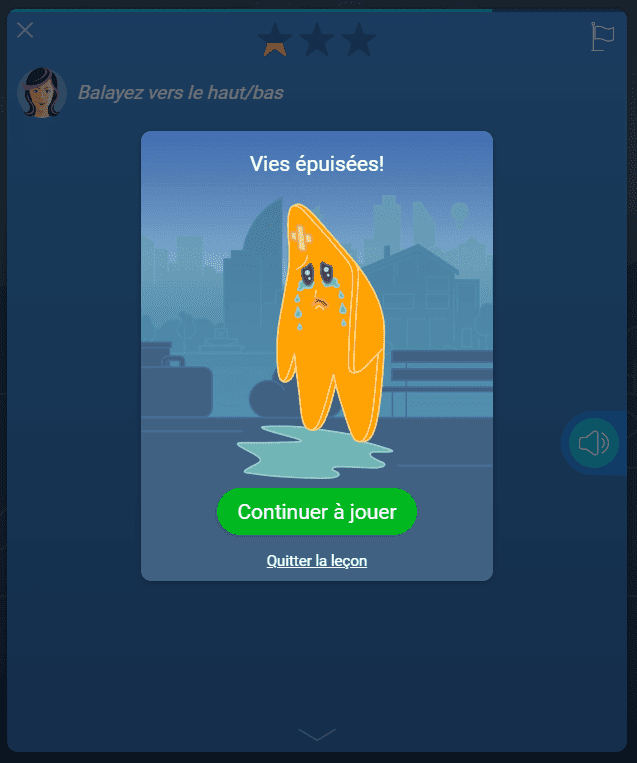 trop d'erreurs - vous quittez la leçon