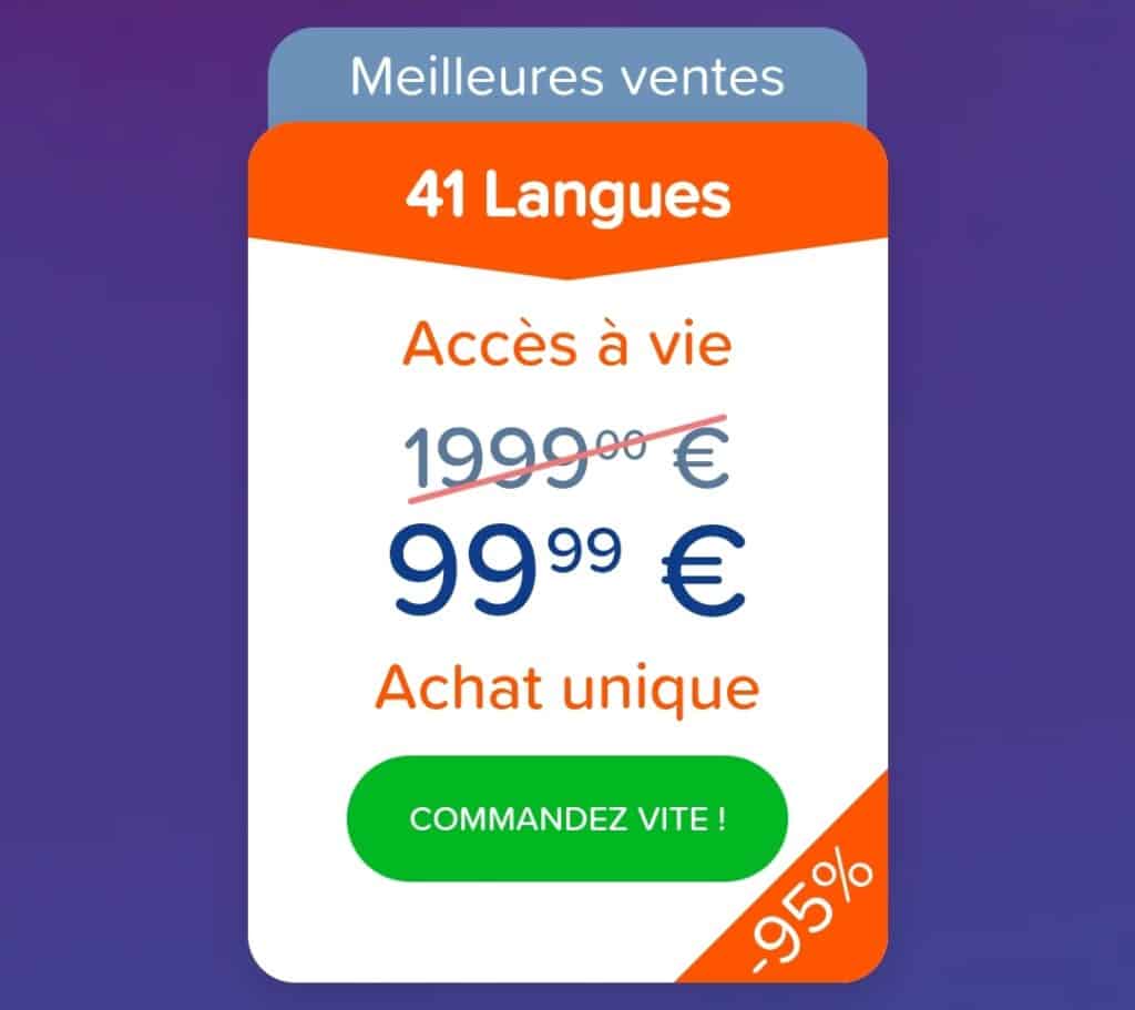 Forfait 3 - 41 langues + accès à vie