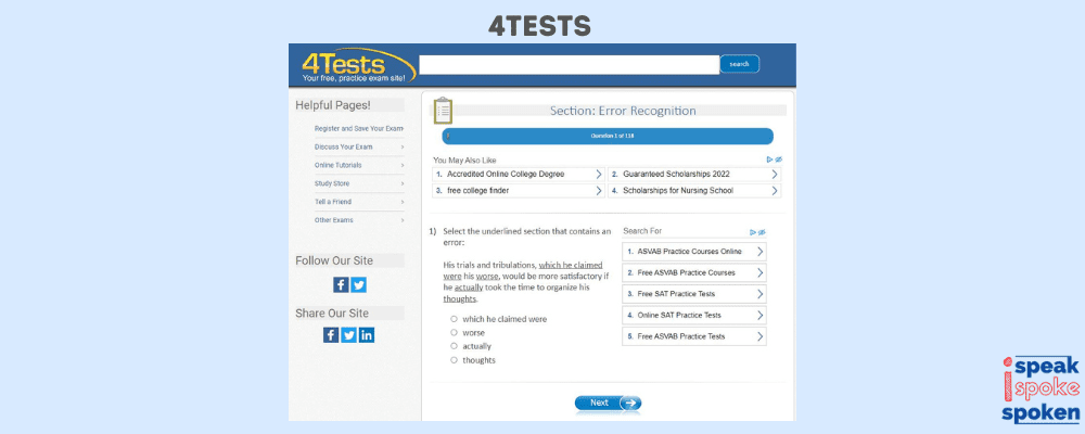 Trouver un test TOEIC gratuit sur 4Tests