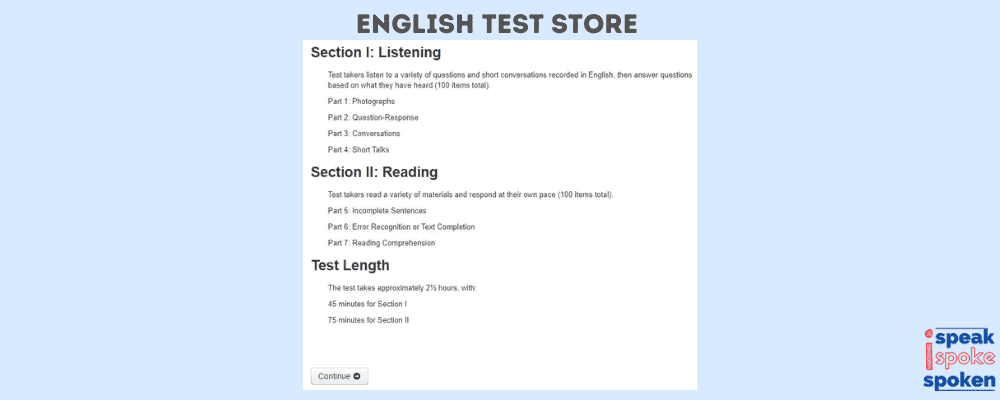 Encuentre un examen TOEIC gratuito en la English Test Store