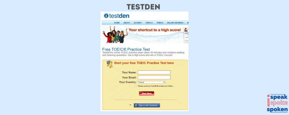 Trouver un test TOEIC gratuit sur TestDEN