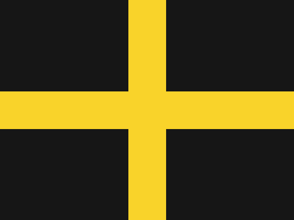 Drapeau de saint David : une croix jaune sur fond noir.