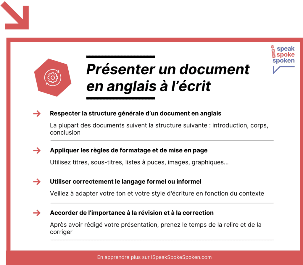 Comment présenter un document en anglais à l’écrit