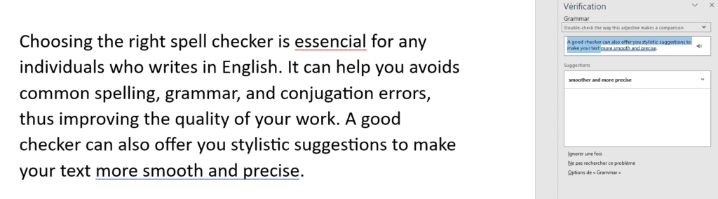 Le correcteur grammatical anglais de Microsoft Word
