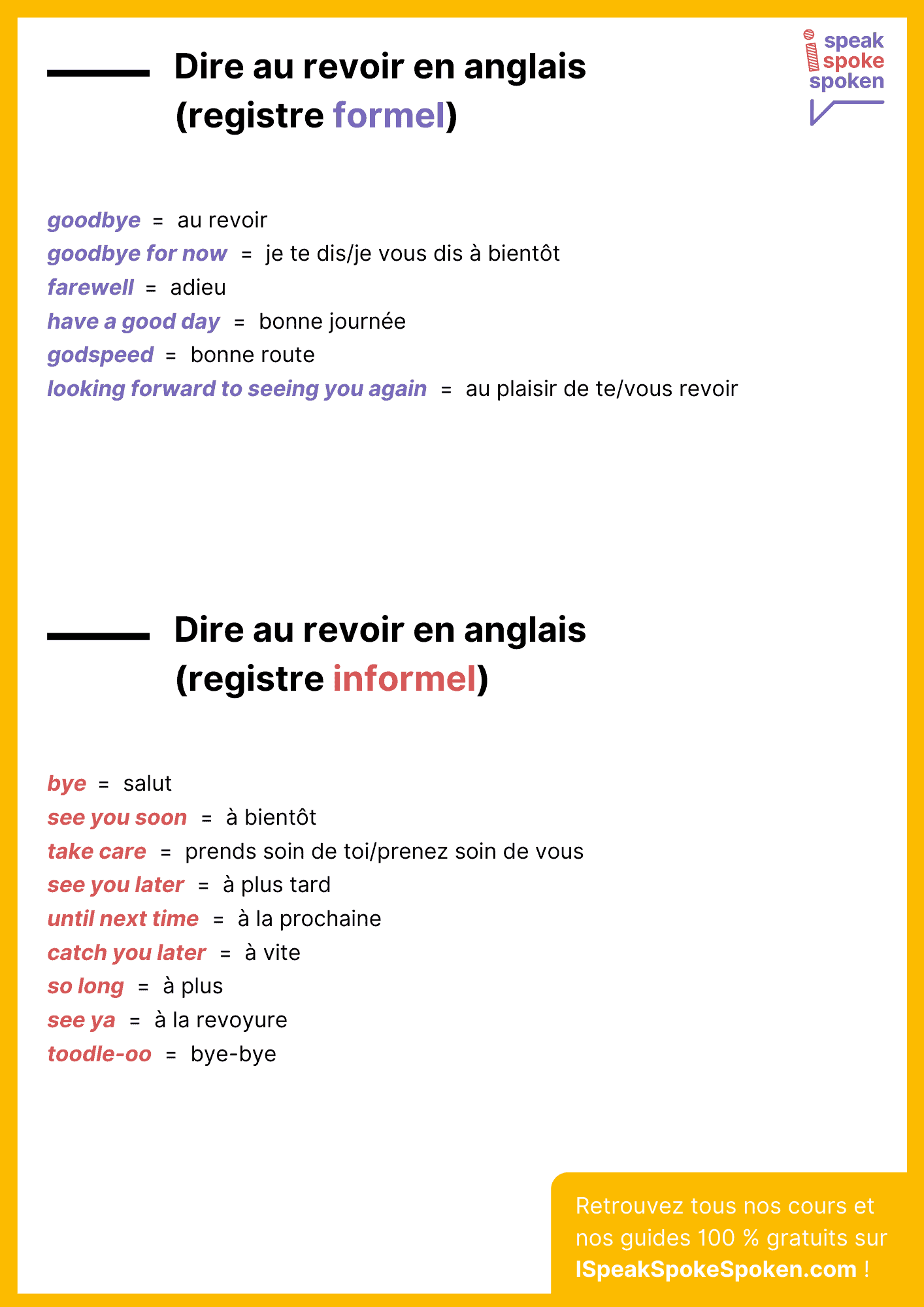 dire au revoir en anglais