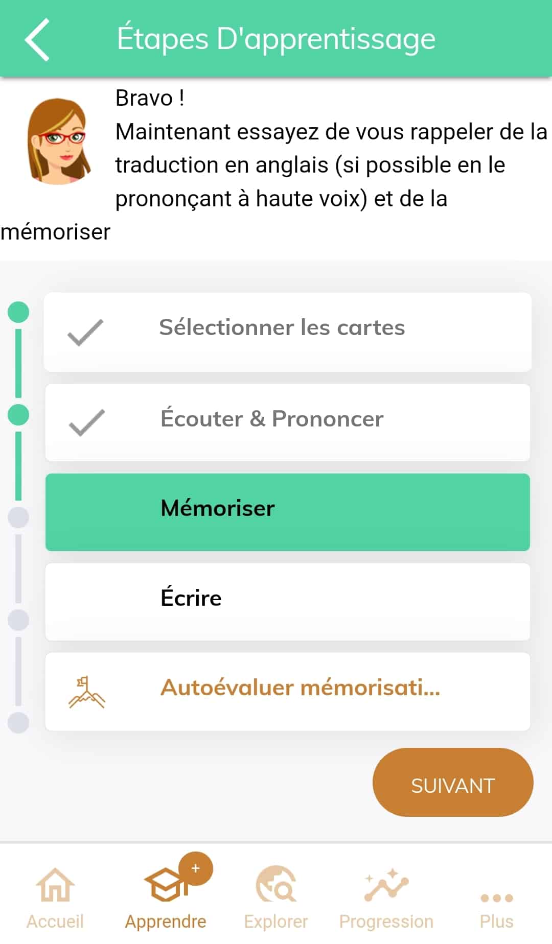 ispeakspokespoken : apprentissage de l'anglais sur Mosalinga avec ses étapes de mémorisation